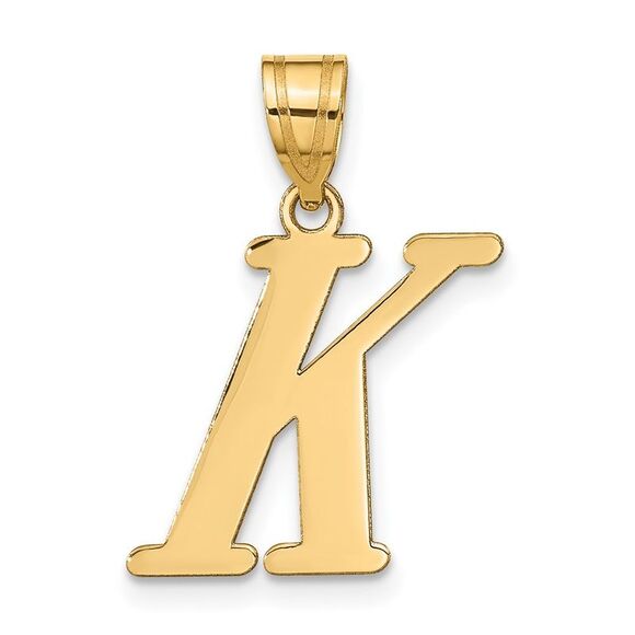 Kazi Luxury 14k Yellow Gold Polished Letter K Initial Pendant
